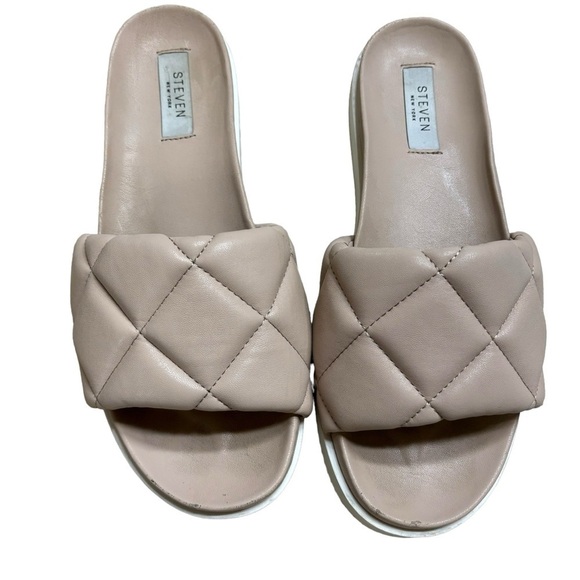 Steve Madden Shoes Steven New York Beige Women’s Cushion Puff Sandals Size 8.5 - Picture 11 of 14